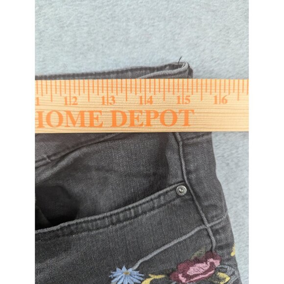 William Rast Jeans Womens 30 Black Perfect Skinny Embroidered Floral Skeleton - Picture 7 of 16